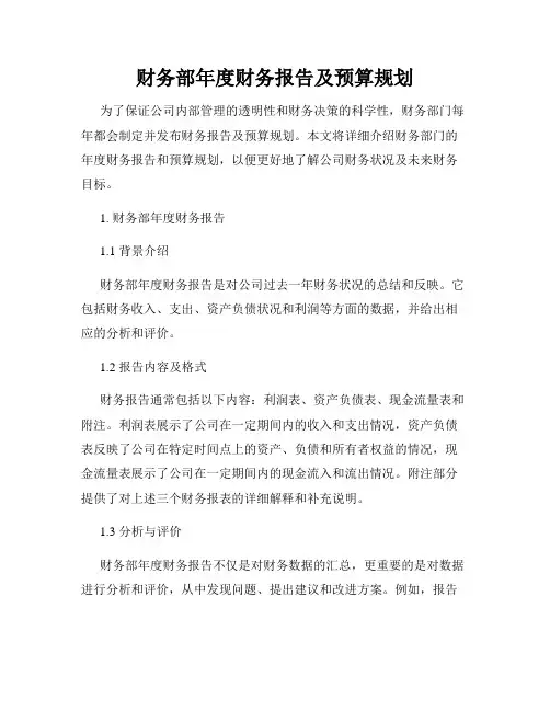 财务部年度财务报告及预算规划