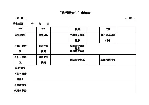 优秀研究生申请表