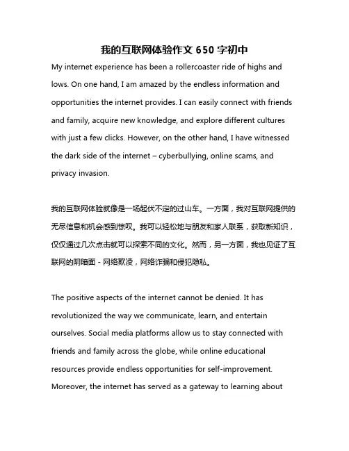 我的互联网体验作文650字初中
