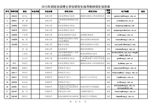 同济大学环境学院博导名单