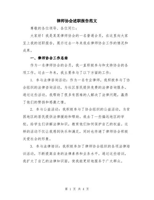律师协会述职报告范文