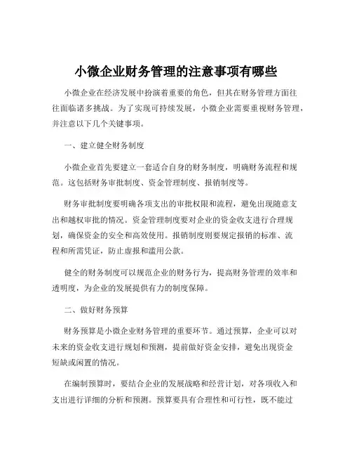 小微企业财务管理的注意事项有哪些