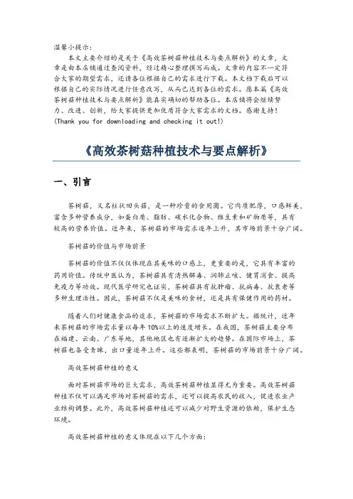 《高效茶树菇种植技术与要点解析》
