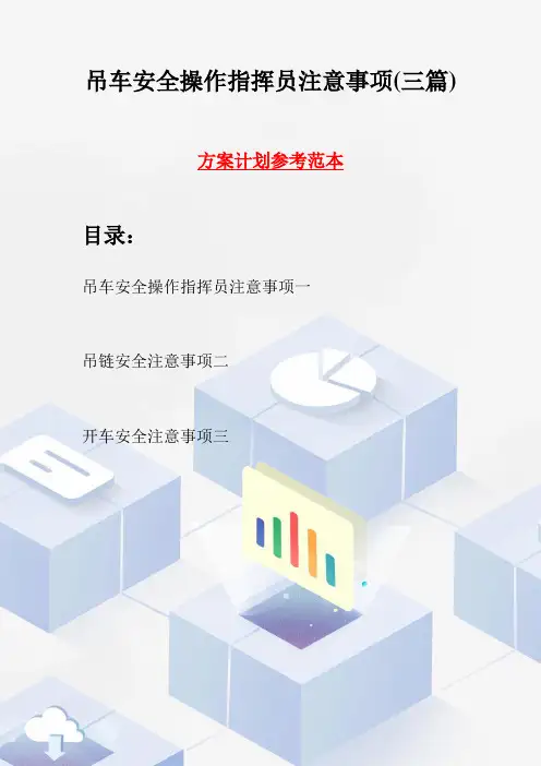 吊车安全操作指挥员注意事项(三篇)