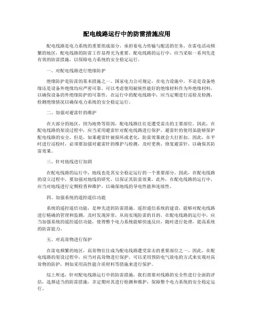 配电线路运行中的防雷措施应用