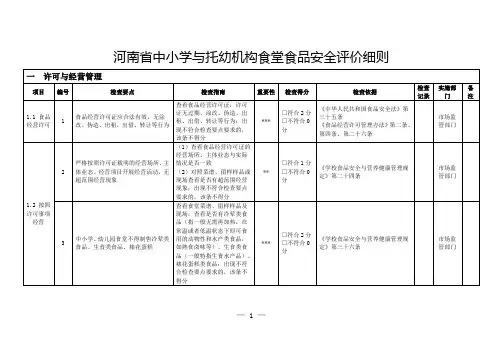 河南省中小学与托幼机构食堂食品安全评价细则