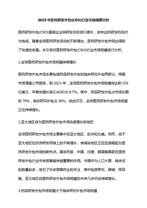 2023年医药研发外包(CRO)行业市场规模分析