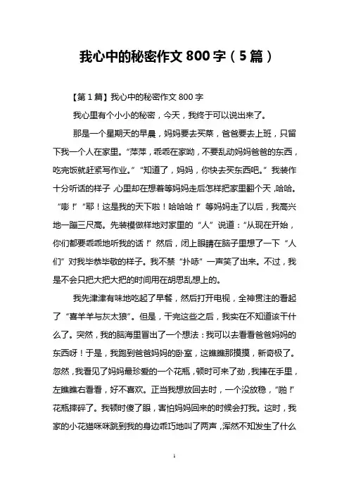 我心中的秘密作文800字(5篇)