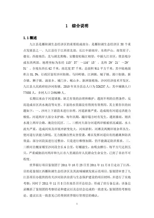九江县城市防洪综合治理工程初步设计