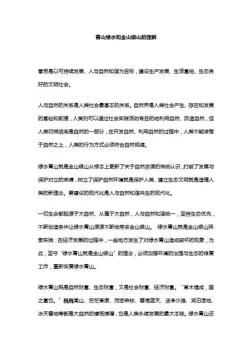 青山绿水和金山银山的理解