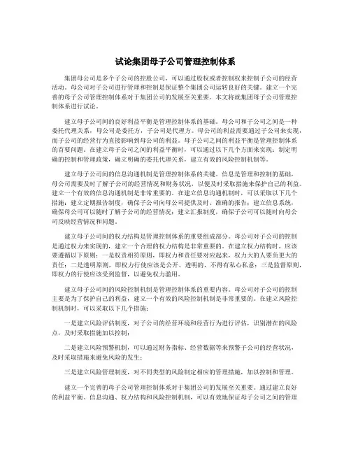 试论集团母子公司管理控制体系