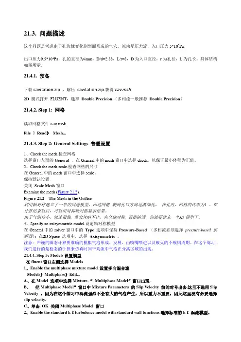 ansys fluent中的气穴算例之中文版