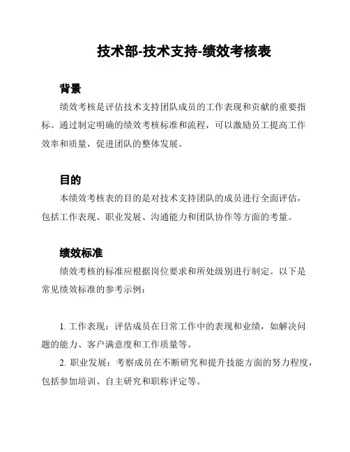 技术部-技术支持-绩效考核表