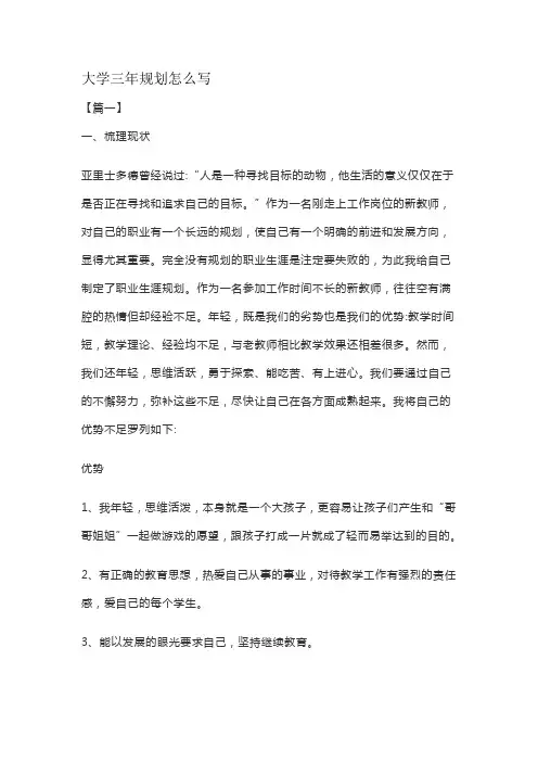 大学三年规划怎么写