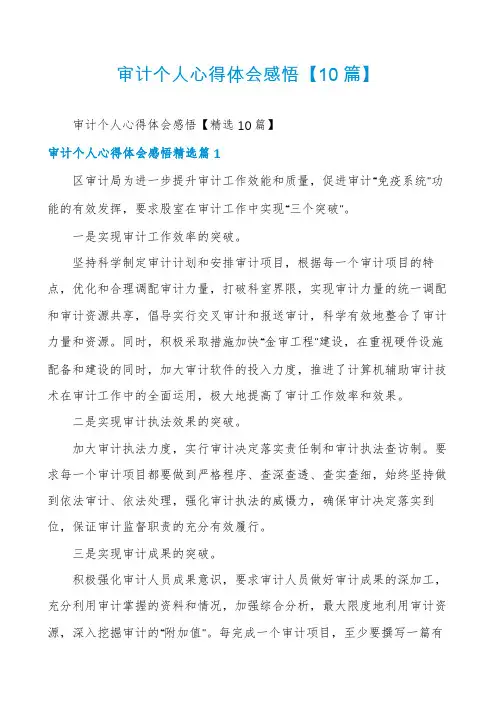 审计个人心得体会感悟【10篇】