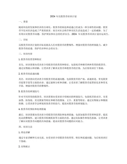2024年反假货币培训计划