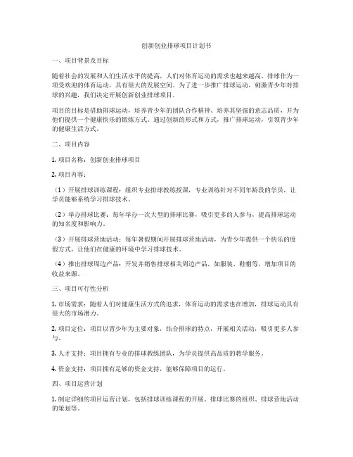 创新创业排球项目计划书