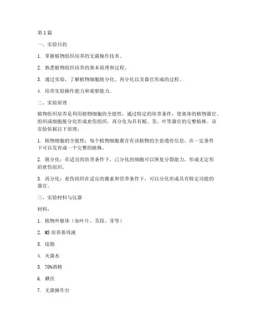 植物组织接种实验报告(3篇)