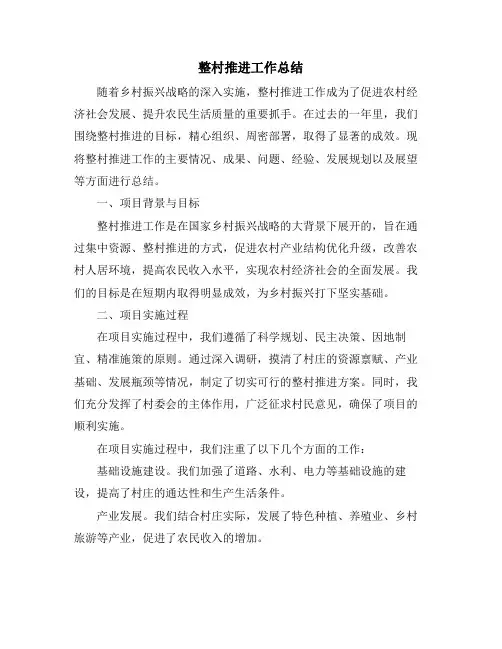 整村推进工作总结