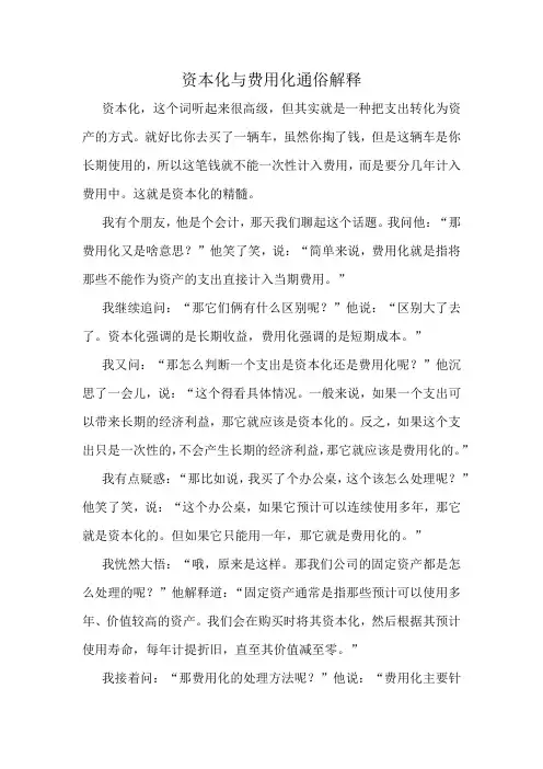 资本化与费用化通俗解释