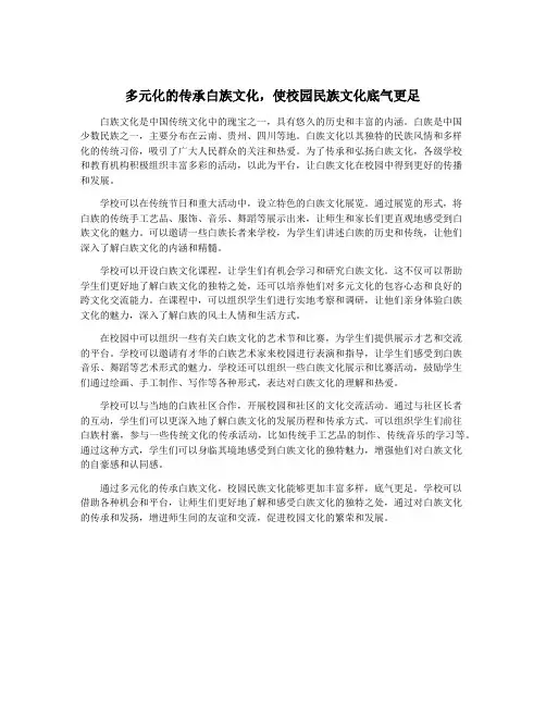 多元化的传承白族文化,使校园民族文化底气更足