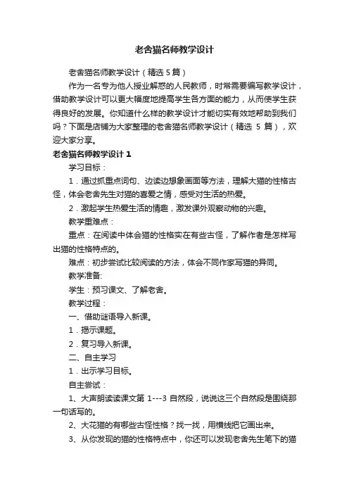老舍猫名师教学设计