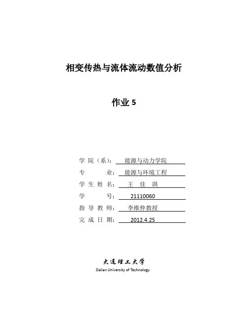 相变传热与流体流动数值分析作业5