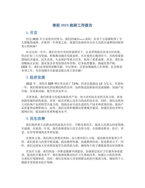 耒阳2023政府工作报告