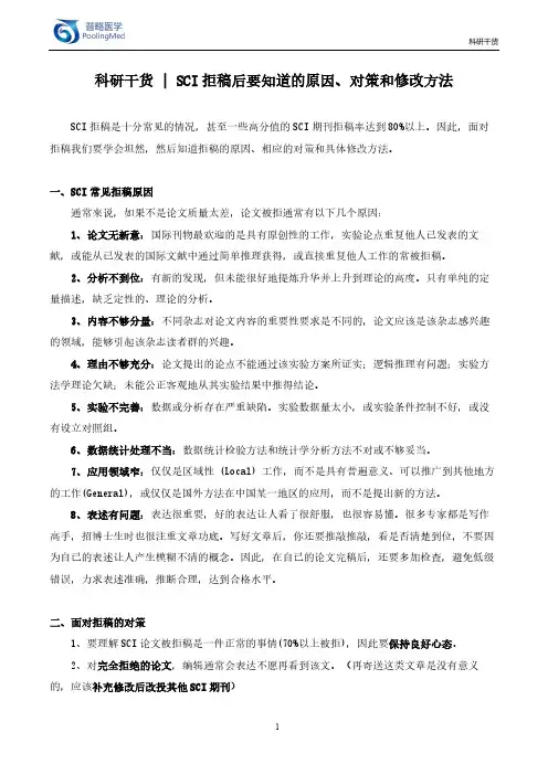 科研干货-SCI拒稿后要知道的原因、对策和修改方法