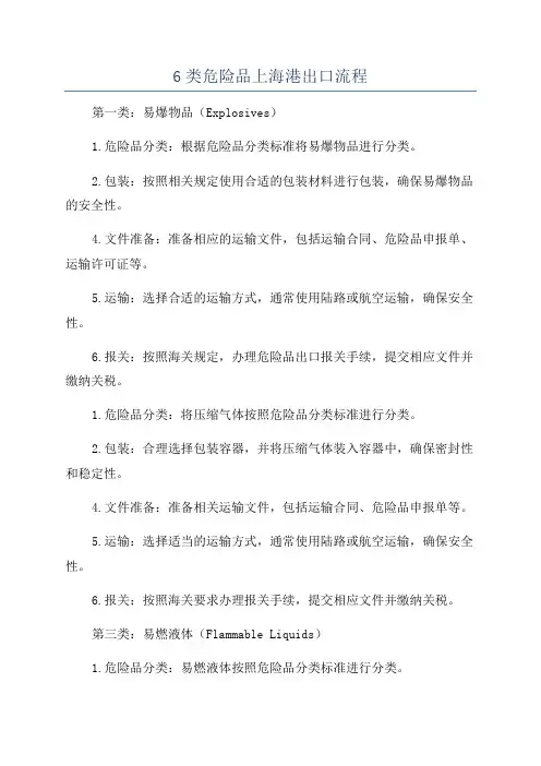 6类危险品上海港出口流程
