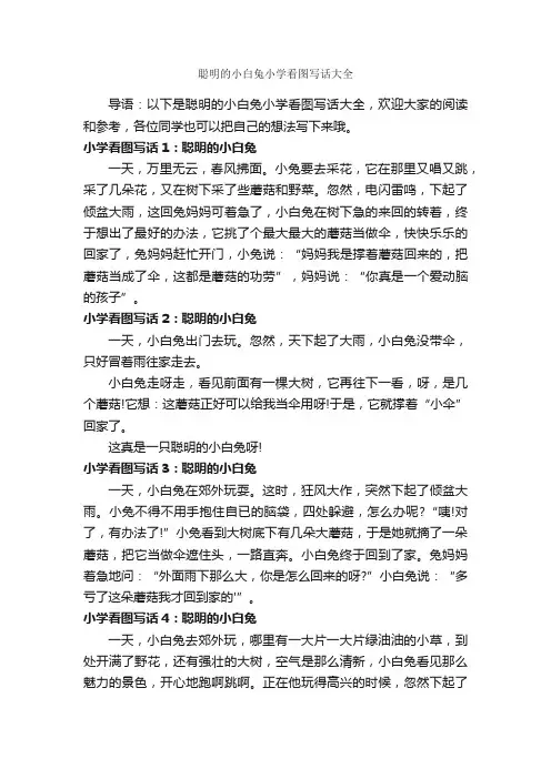 聪明的小白兔小学看图写话大全