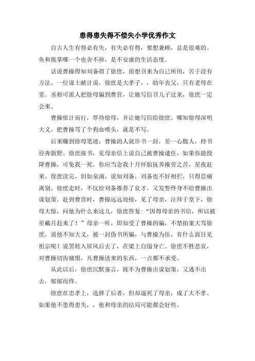 患得患失得不偿失小学优秀作文