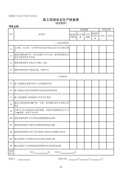 建设工程施工安全检查表(国检)