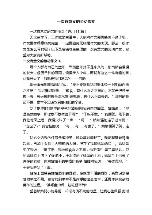 一次有意义的劳动作文