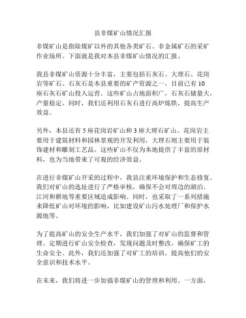 县非煤矿山情况汇报