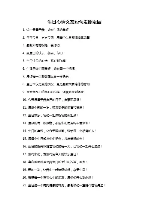 生日心情文案短句发朋友圈
