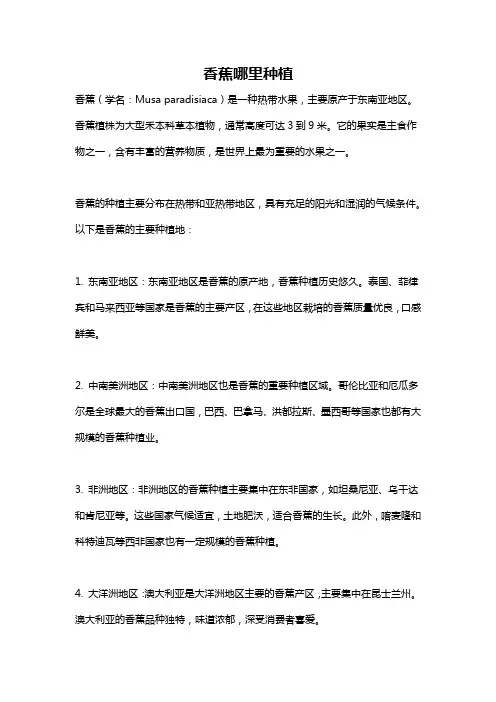 香蕉哪里种植