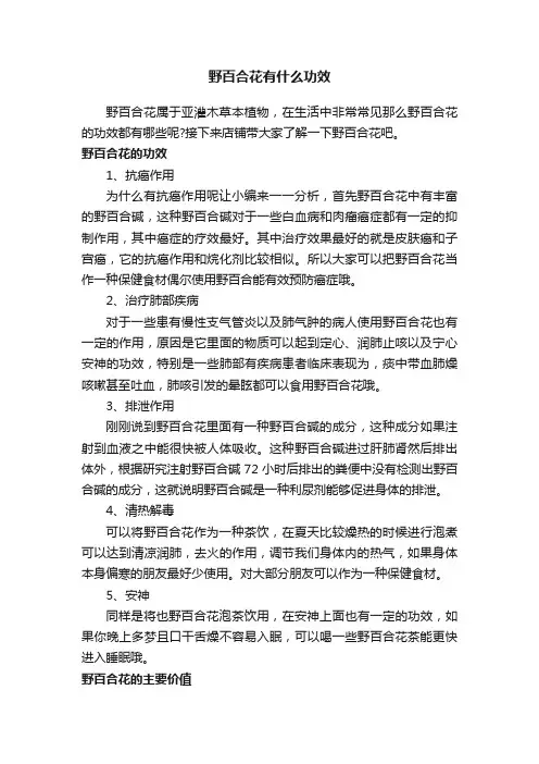 野百合花有什么功效
