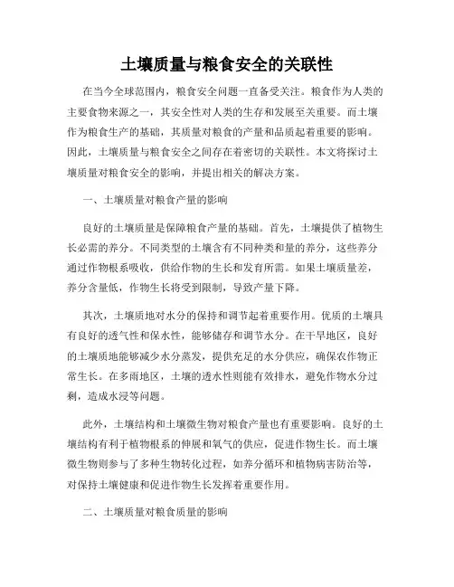 土壤质量与粮食安全的关联性