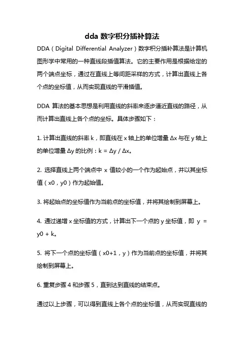 dda数字积分插补算法