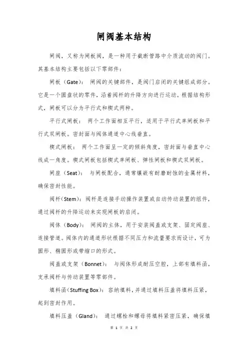 闸阀基本结构