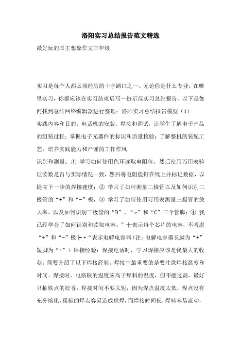 洛阳实习总结报告范文精选