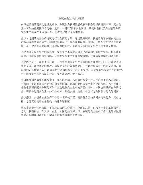 乡镇安全生产会议记录