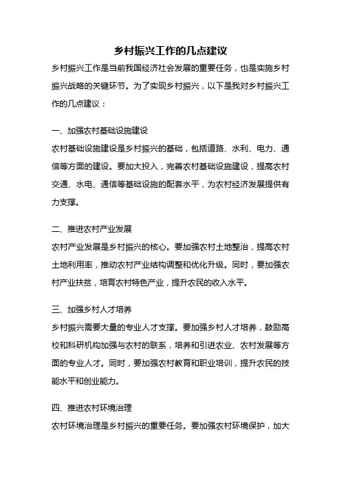 乡村振兴工作的几点建议