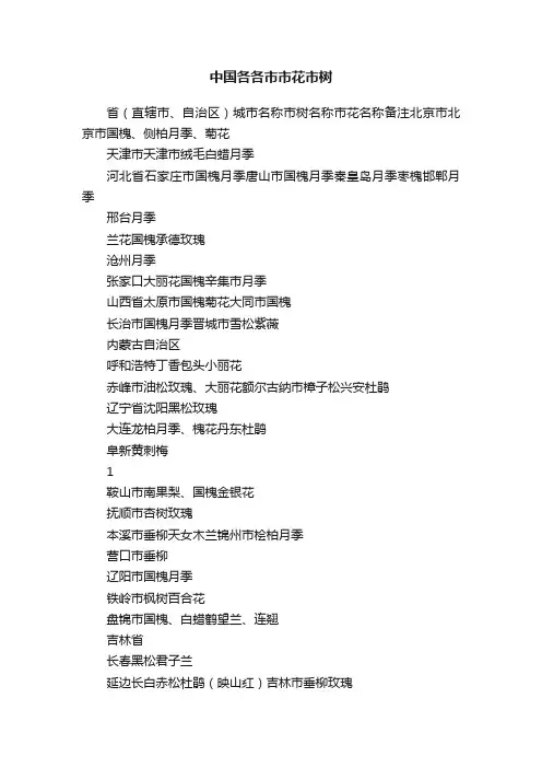 中国各各市市花市树