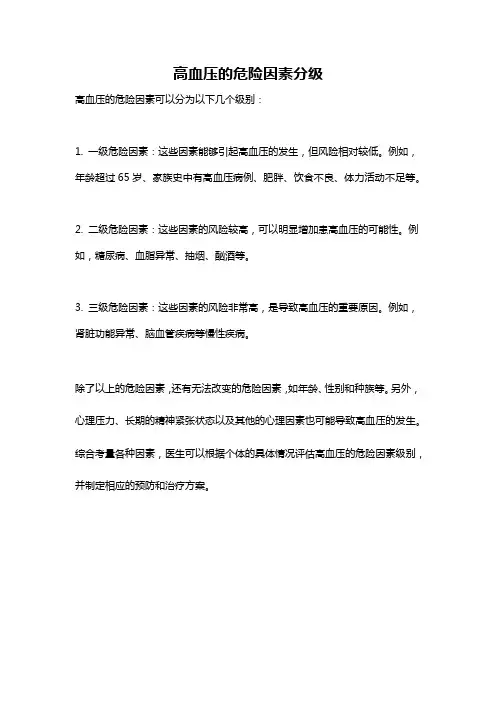 高血压的危险因素分级