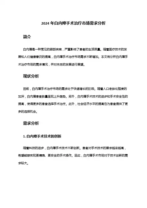 2024年白内障手术治疗市场需求分析