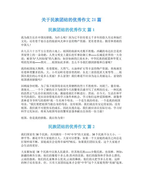 关于民族团结的优秀作文21篇