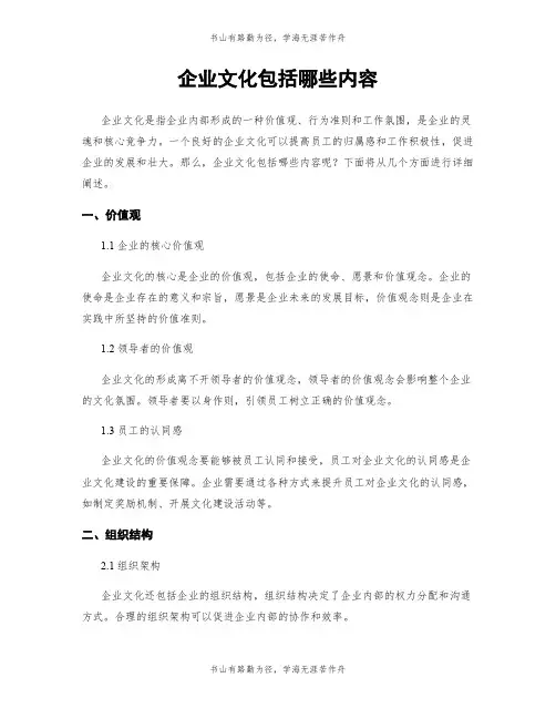 企业文化包括哪些内容