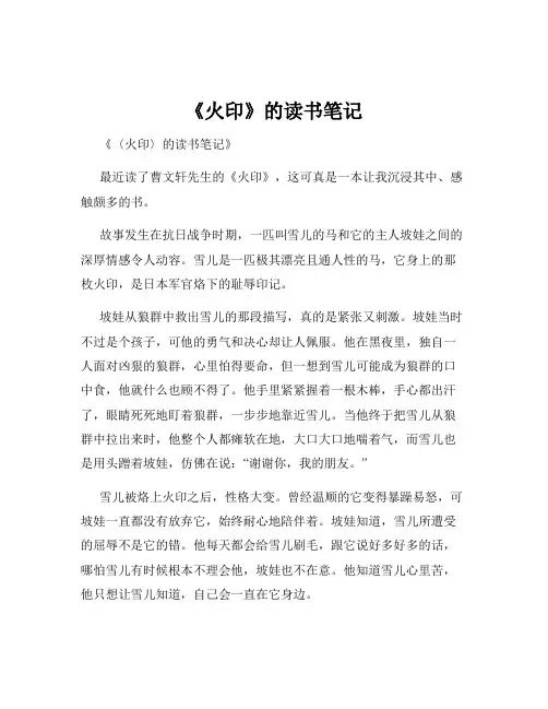 《火印》的读书笔记